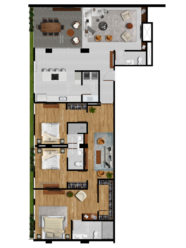 193m2 - 3 habitaciones, 3.5 baños, 2 parqueos + Bodega