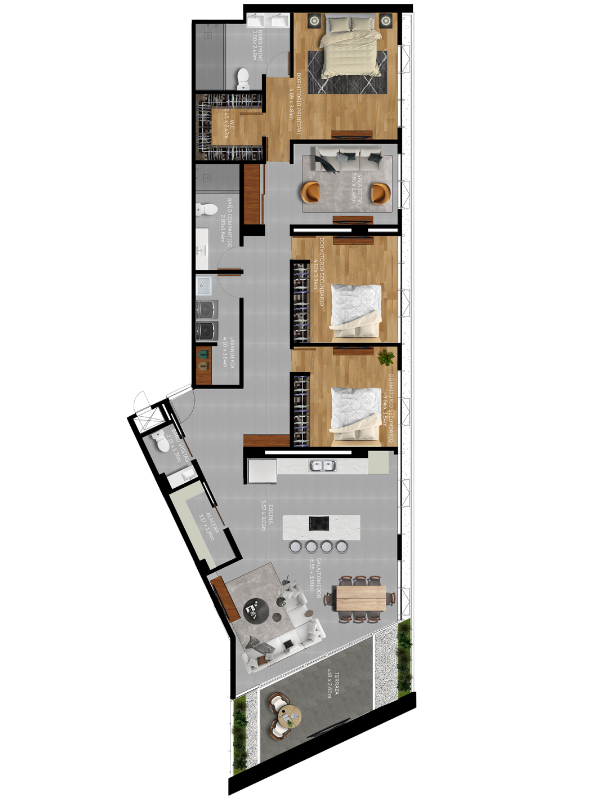 206m2 - 3 habitaciones, 3.5 baños, 2 parqueos + Bodega